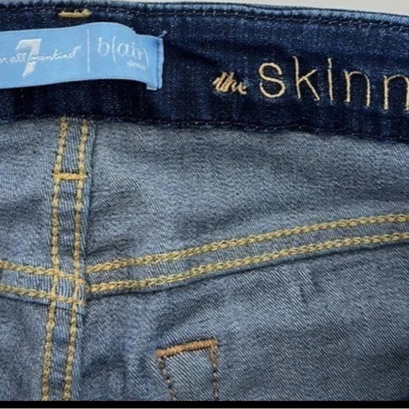 7 For All Mankind Blue Skinny Jeans - Picture 3 of 4